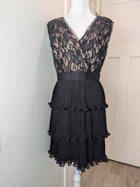 Max & Cleo Cocktail Black Lace Fit & Flare Dress Size 4